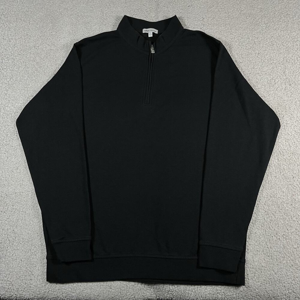 Peter Millar 1/4 Zip Pullover Mens XL Black Cotton Blend Stretch Golf